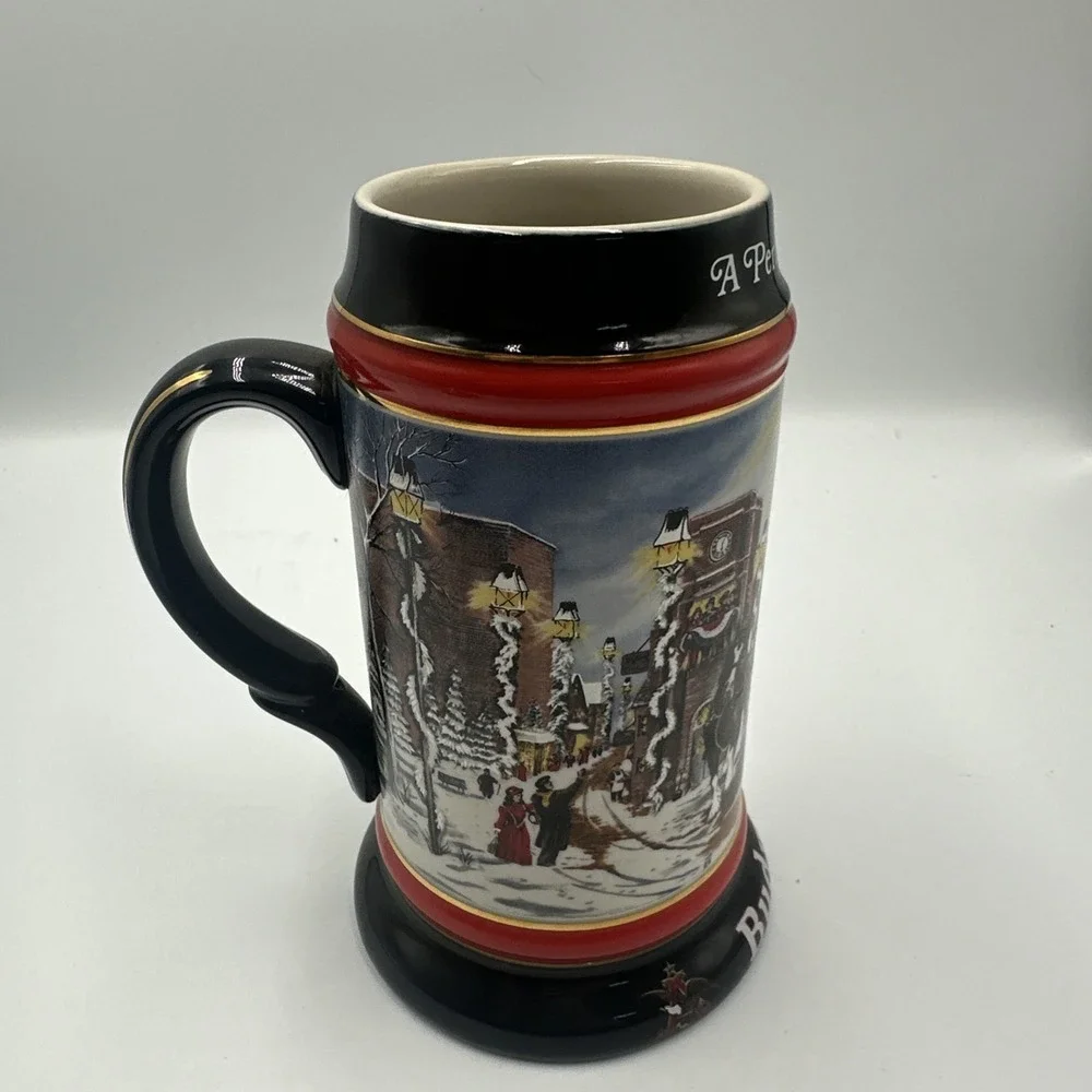 1992 Budweiser Collector‎ Beer Stein Mug Clydesdales A Perfect Christmas Holiday